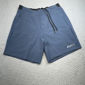 NOBULL Shorts Mens Medium Blue 7 Inseam Lined Athletic Gym Training Stretch